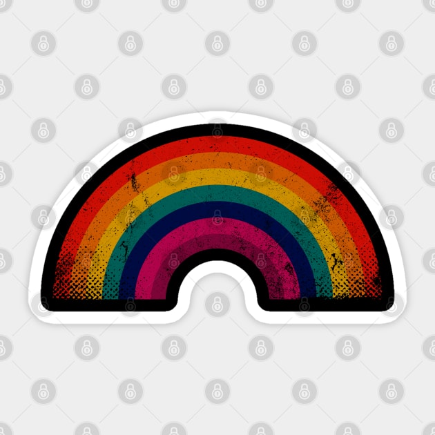 Rainbow Vintage Retro Distressed Style Sticker by monolusi